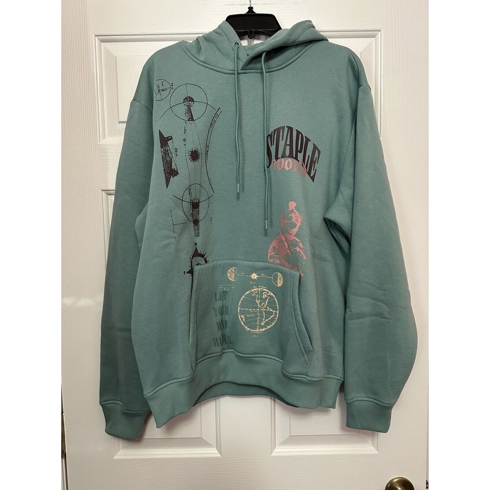 Staple Pigeon World Hoodie Teal Mens Size Medium 2308H11009 BRAND NEW